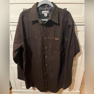 Carhartt  Relaxed Fit Fleece Lined Snap Shirt Jacket Brown Tall Unisex